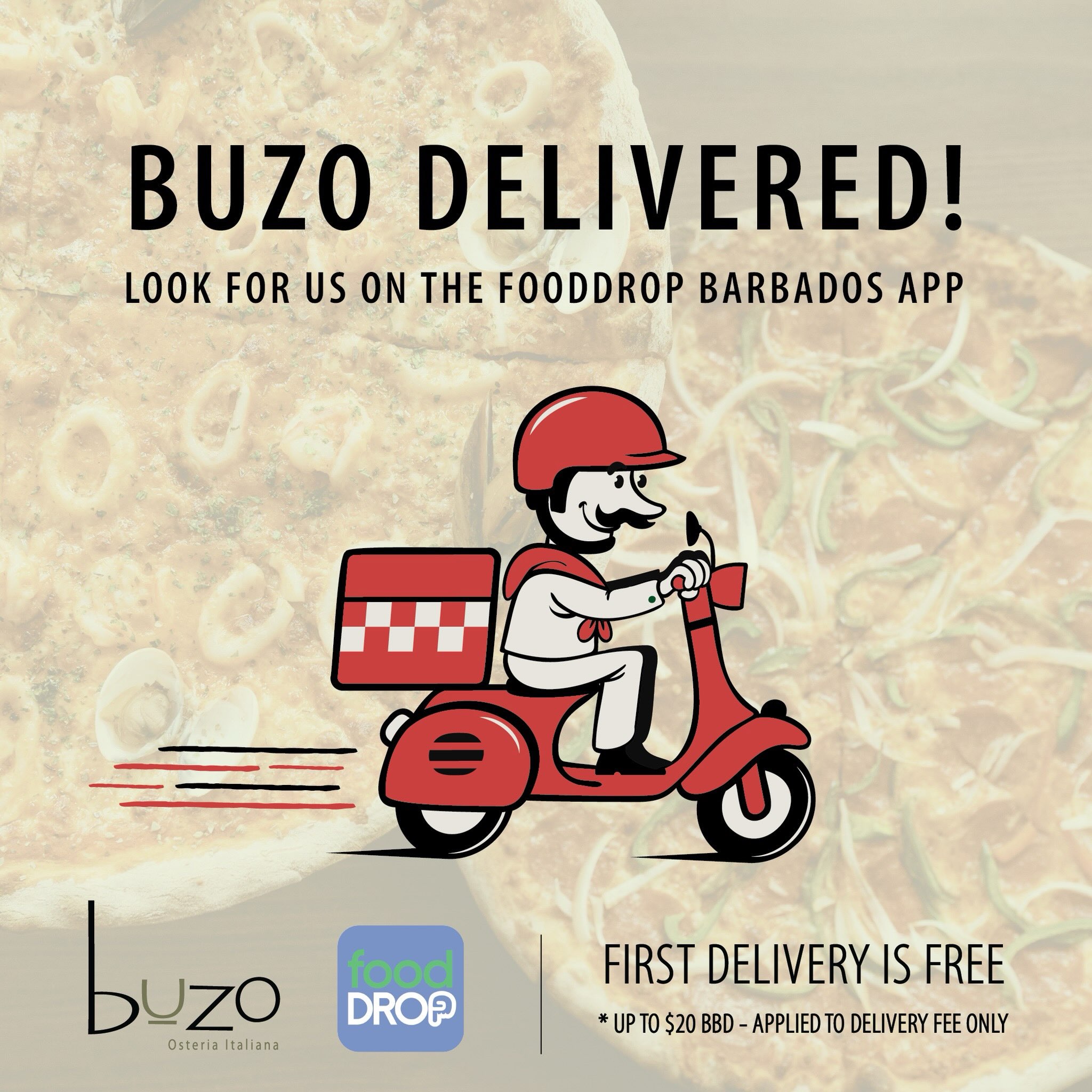 Buzo Osteria Italiana – First Delivery Free on FoodDrop (Up to $20 BBD)