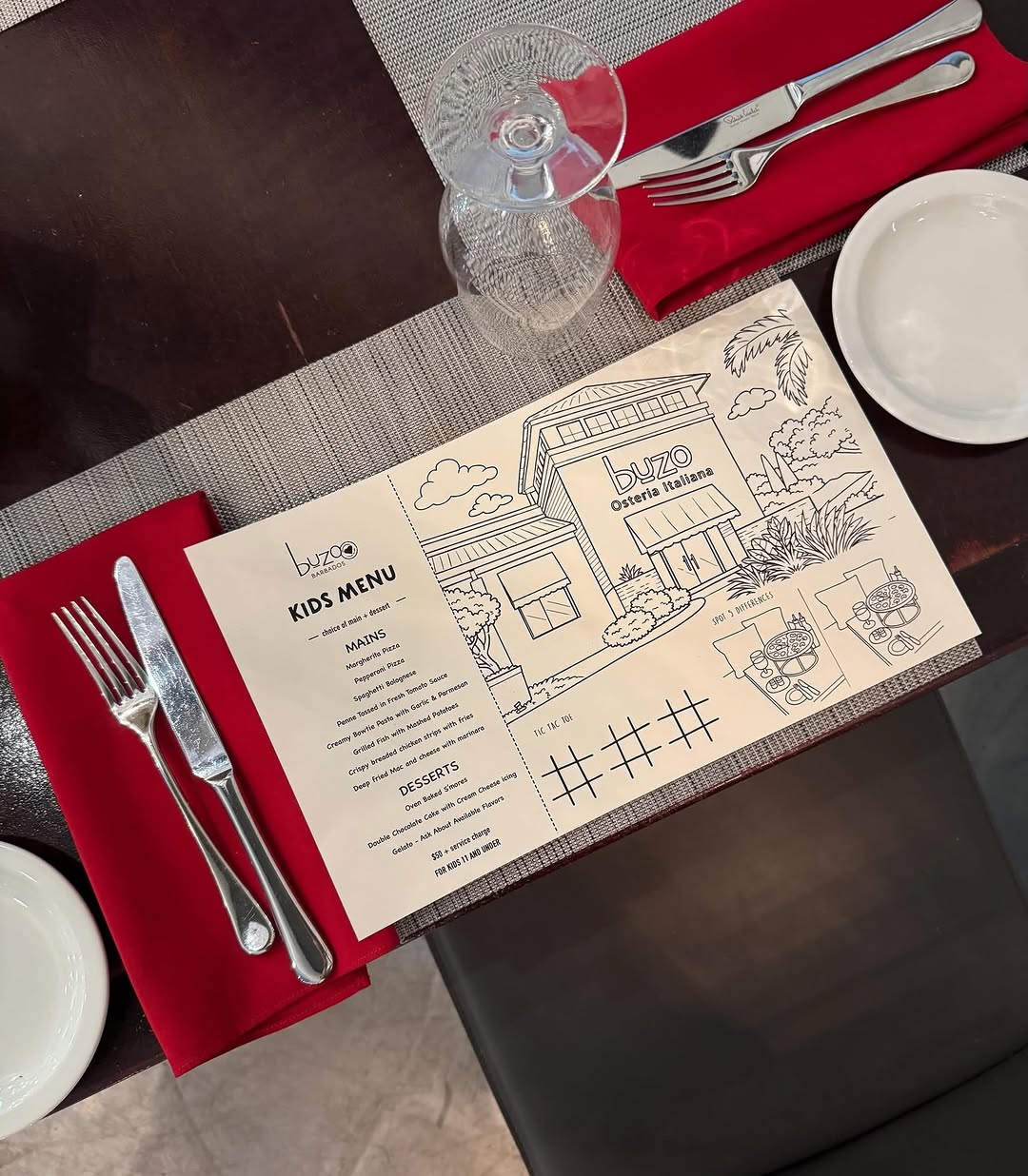 Kids Menu at Buzo Barbados – $50 for Main, Dessert & Drink