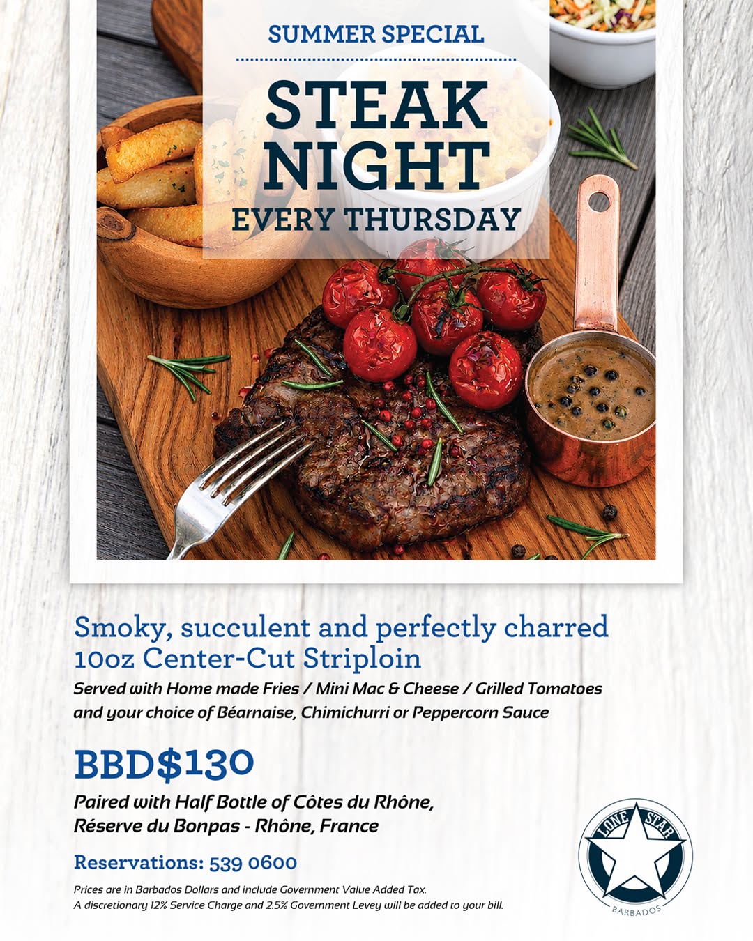 Summer Special Steak Night Every Thursday – BBD$130