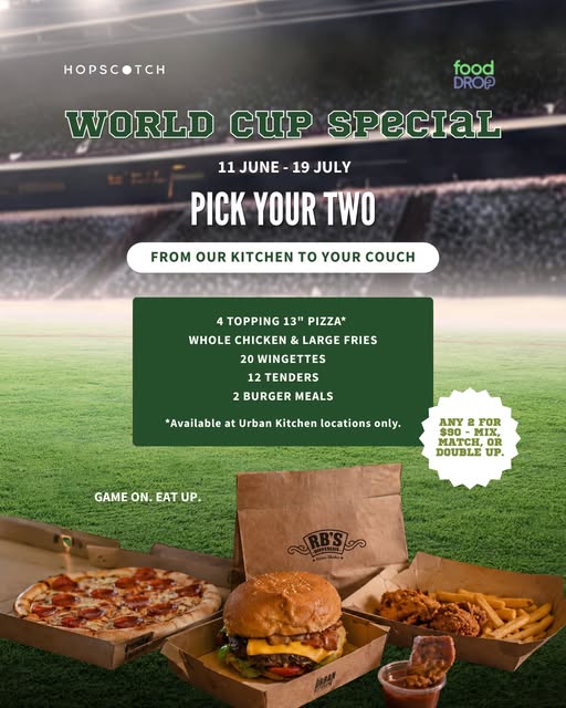 World Cup Special: Any 2 for $90 – Mix, Match or Double Up