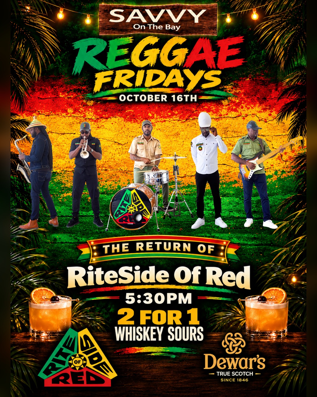 Reggae Fridays: RiteSide Of Red Live + 2 for 1 Whiskey Sours