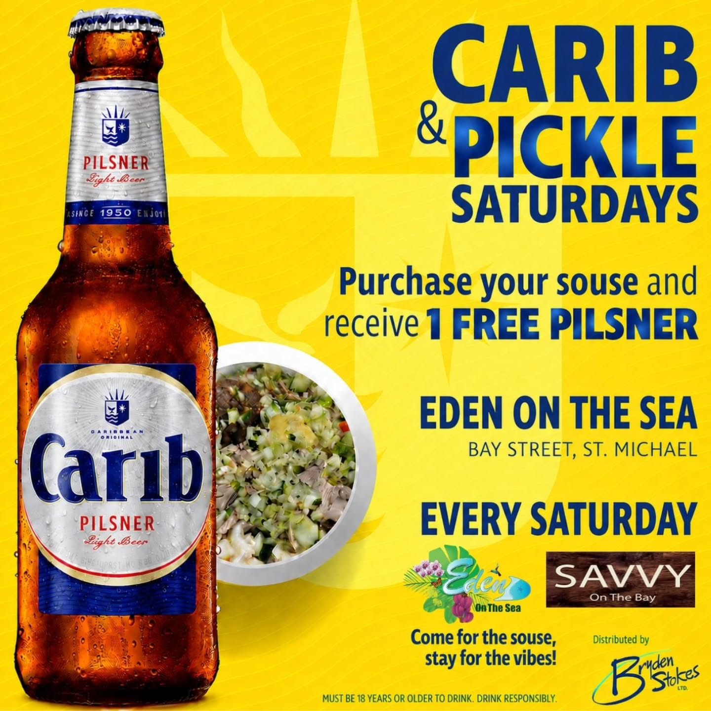 Carib & Pickle Saturdays – Buy Souse, Get 1 Free Pilsner