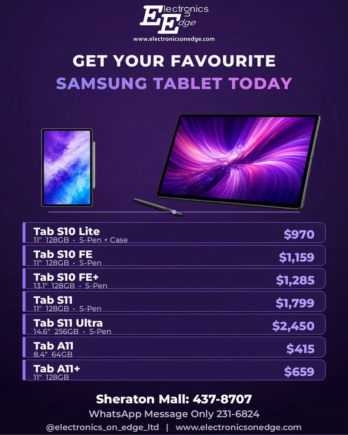 Samsung Tablets Available at Electronics on Edge – Multiple Models with Prices
