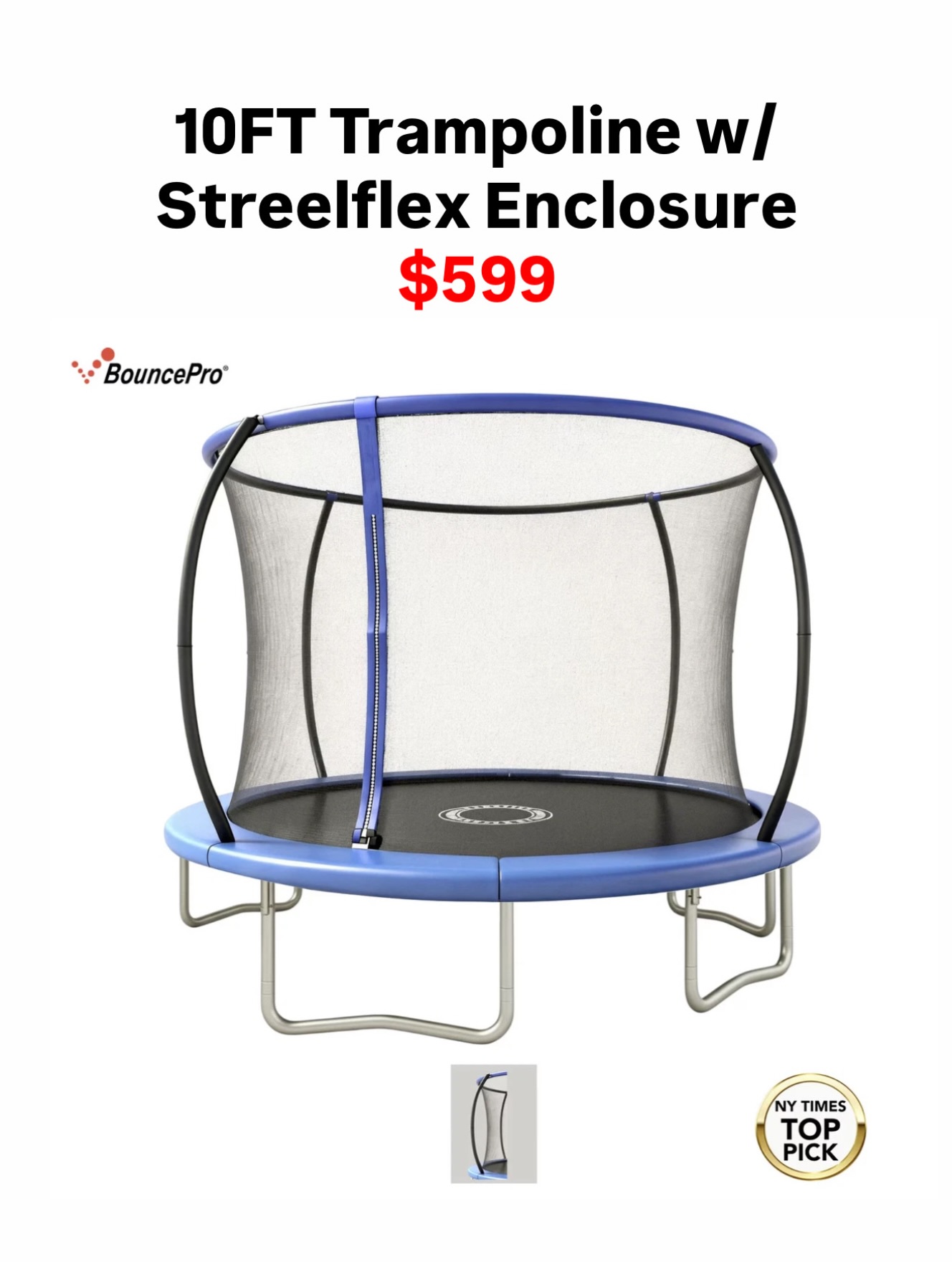 10FT Trampoline with Steelflex Enclosure - $599