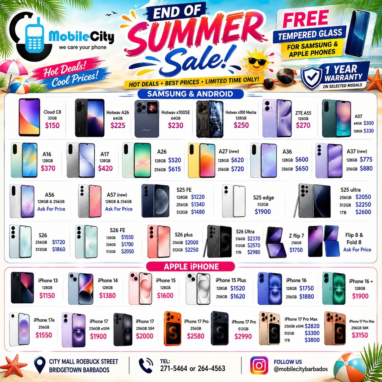 Mobile City Barbados End of Summer Sale – Samsung, Android & iPhone Deals
