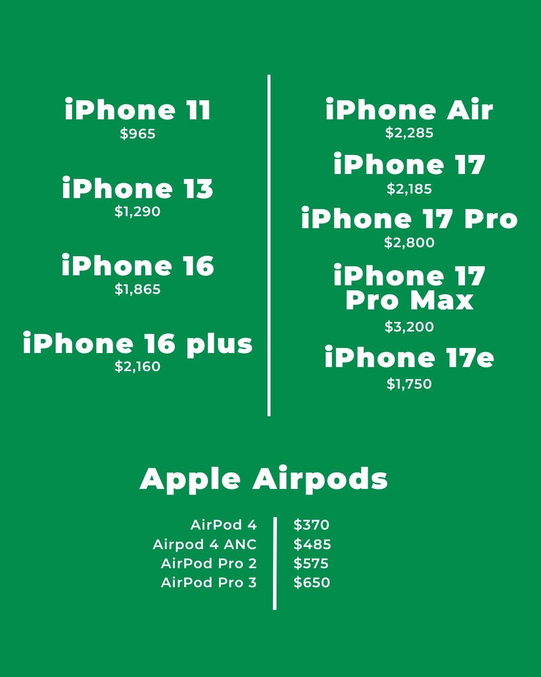 Shop iPhones & AirPods at DeTech Electronics – Full Price List Available