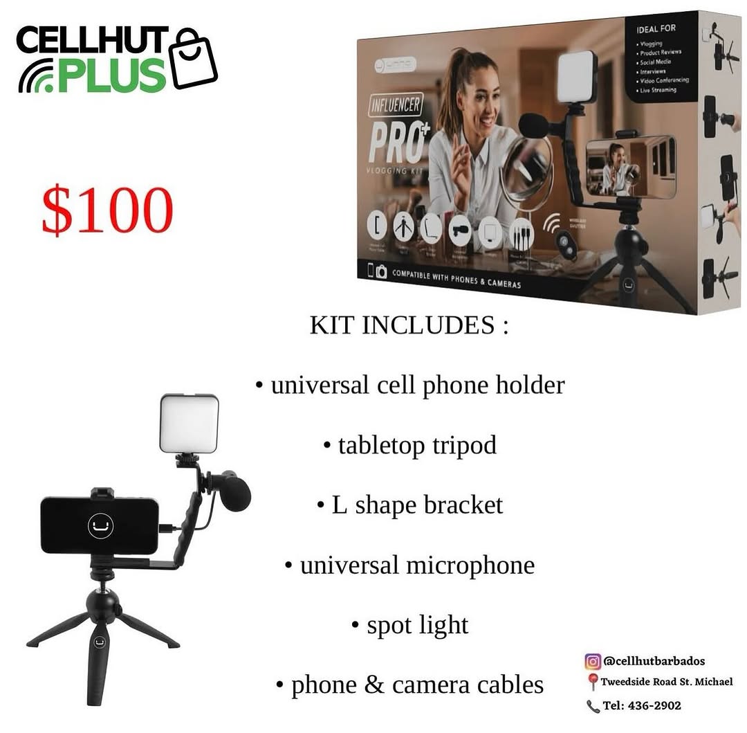 Influencer Pro+ Vlogging Kit for $100 at Cell Hut Barbados