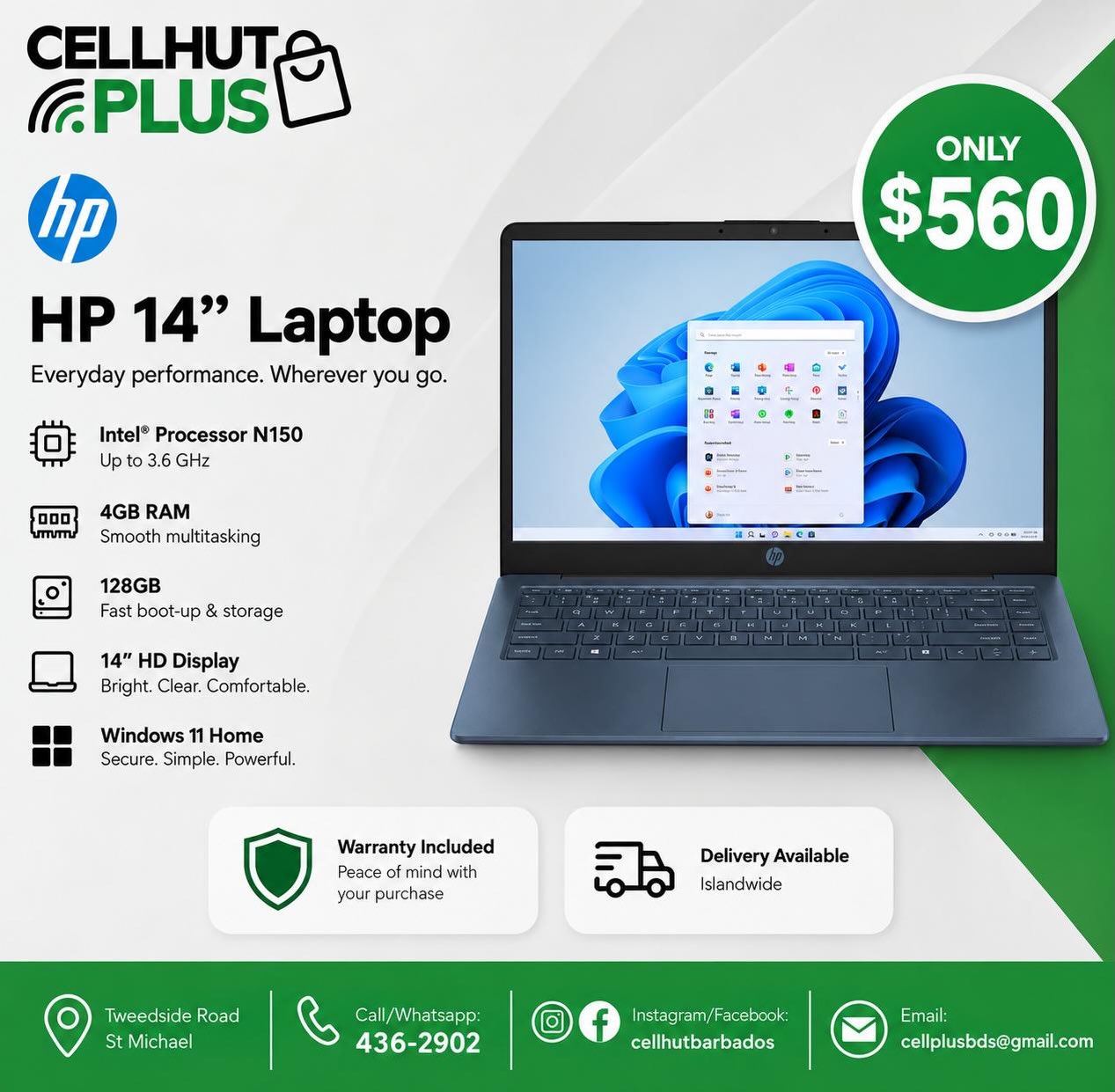 HP 14" Laptop – Only $560 with Warranty & Islandwide Delivery
