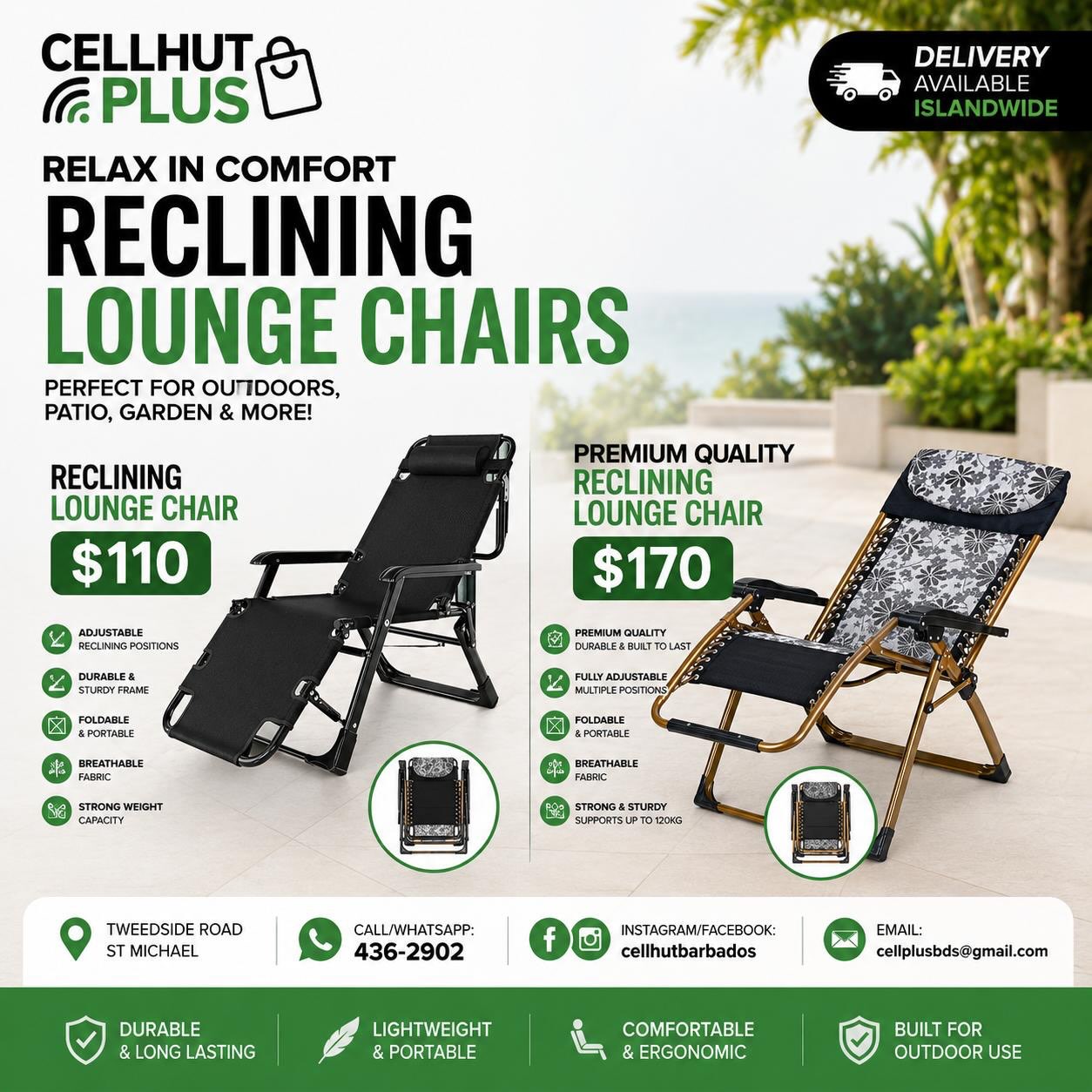 Reclining Lounge Chairs – From $110 at Cell Hut Plus