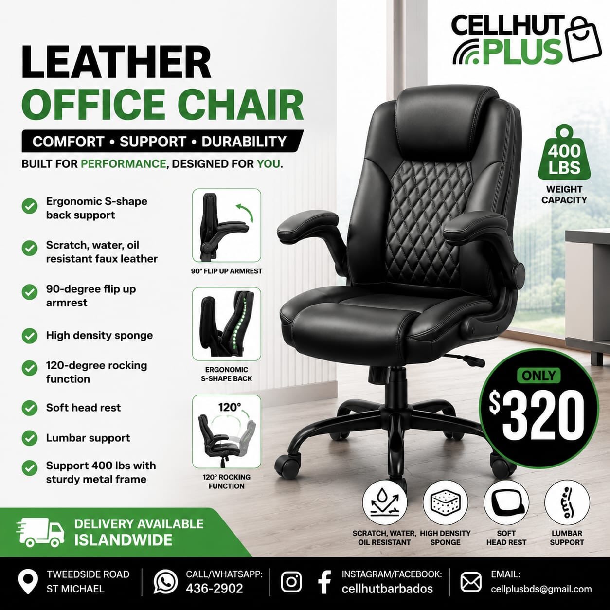 Ergonomic & Leather Office Chairs – From $200 at Cell Hut Plus