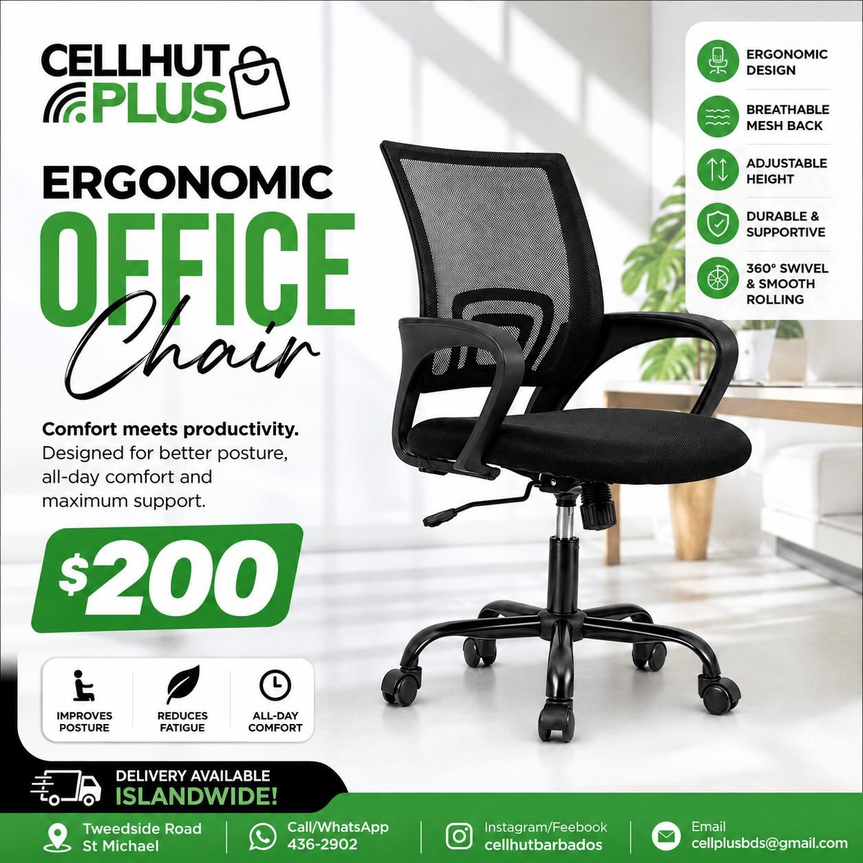 Ergonomic & Leather Office Chairs – From $200 at Cell Hut Plus