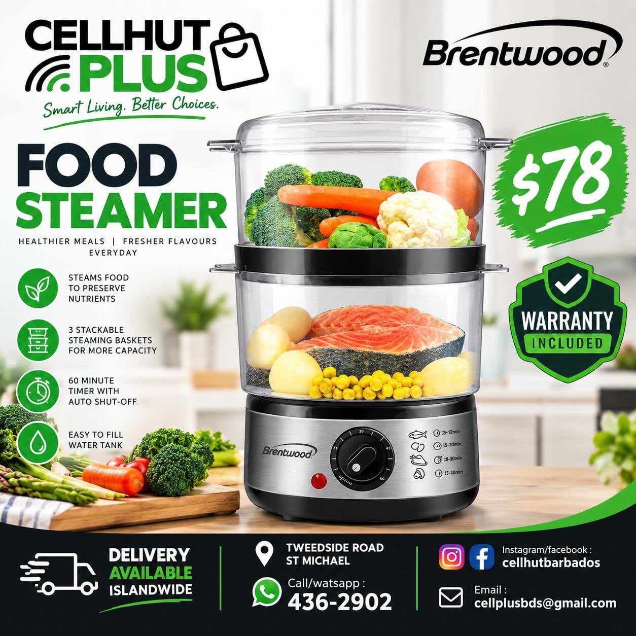 Brentwood Food Steamer – $78 at Cell Hut Plus