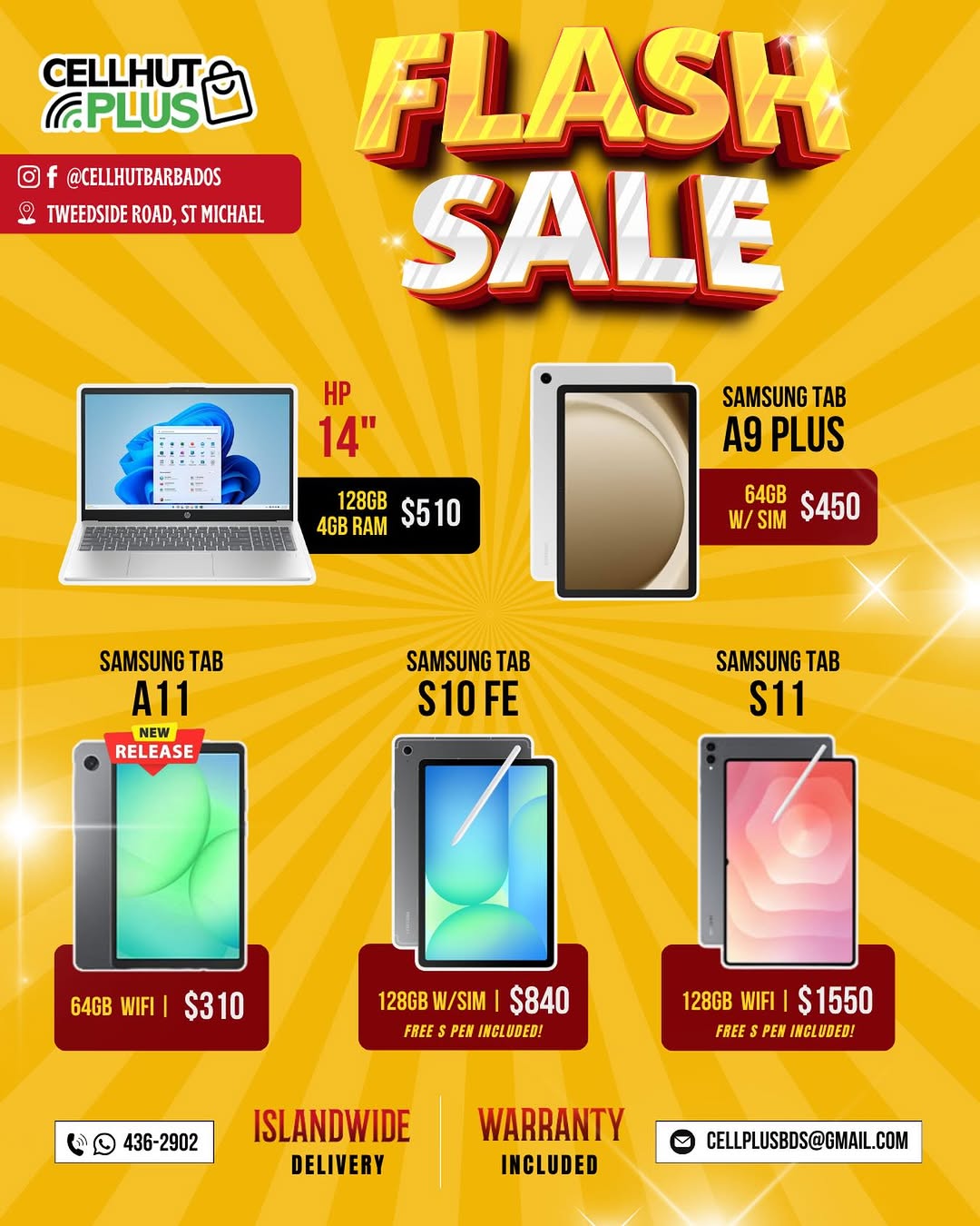 Cell Hut Plus Flash Sale – Laptops & Samsung Tablets