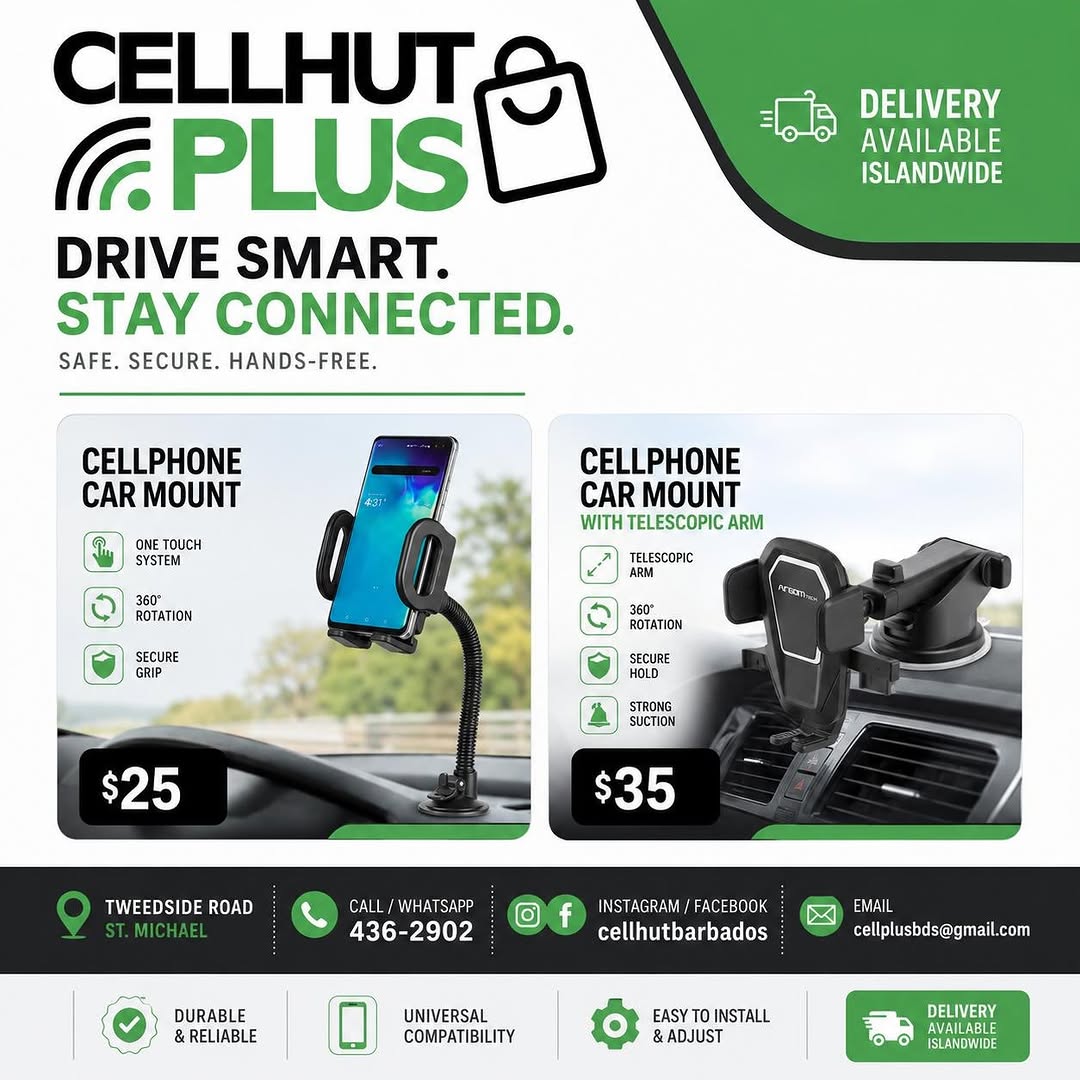 Cellphone Car Mounts from $25 at Cell Hut Barbados