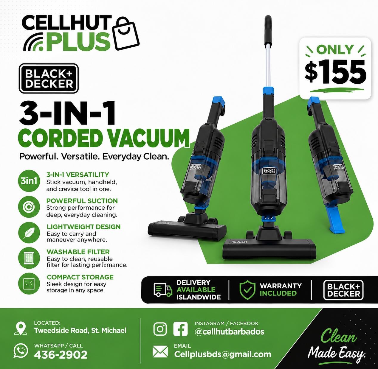 Black + Decker 3-in-1 Corded Vacuum – Only $155