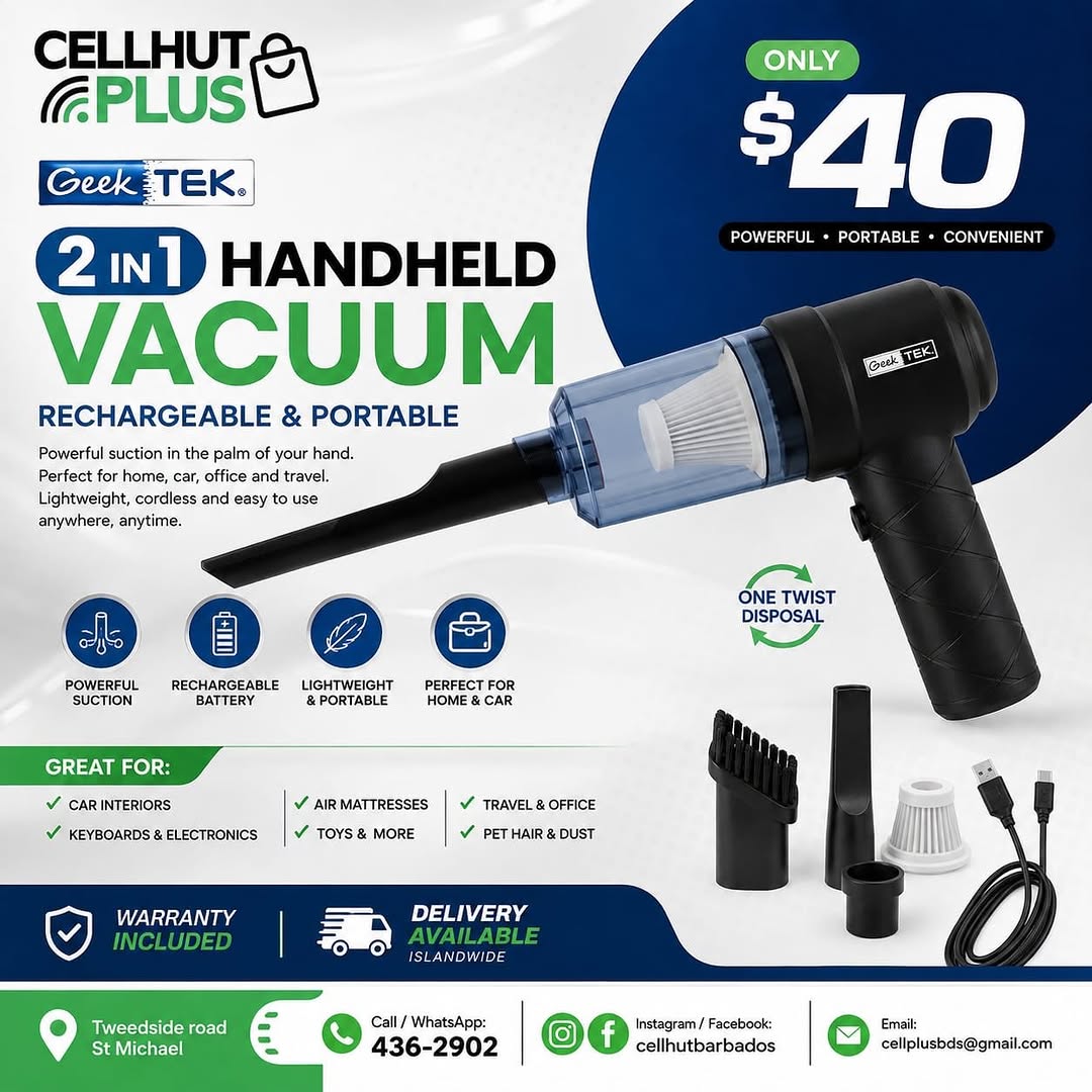 GeekTek 2-in-1 Handheld Rechargeable Vacuum – Only $40