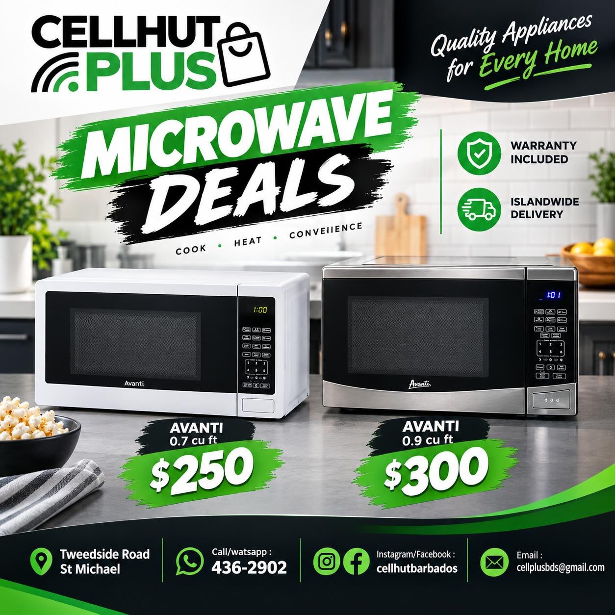 Microwave Deals at Cell Hut Plus – Avanti Microwaves from $250