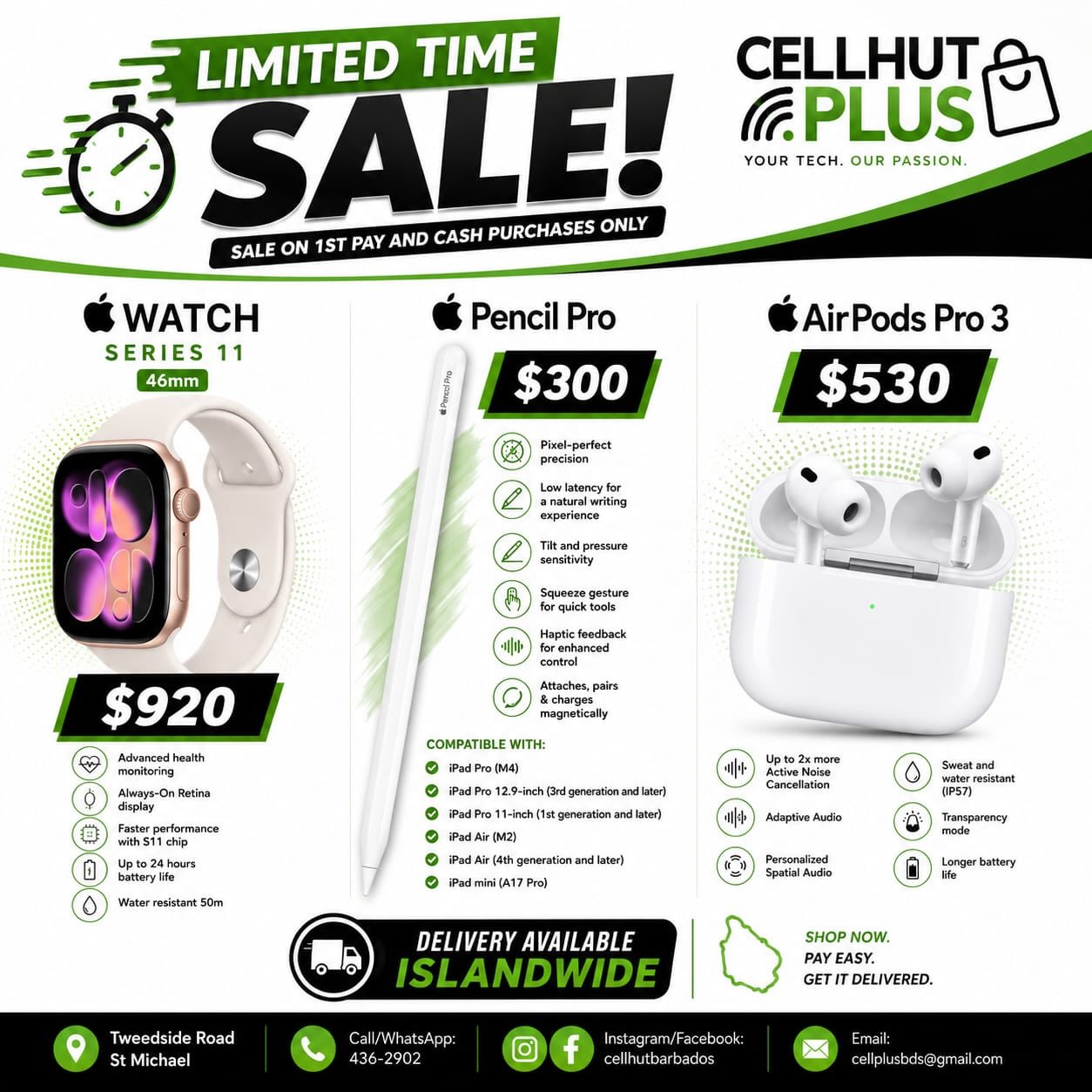 Cell Hut Plus Limited Time Flash Sale – Apple Watch Series 11, Pencil Pro & AirPods Pro 3