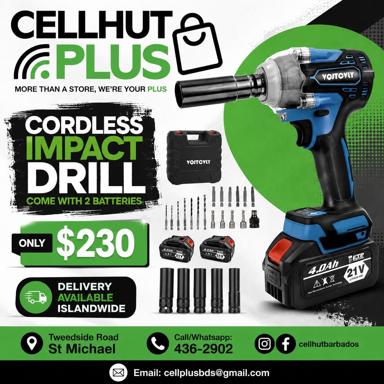 Cordless Impact Drill with 2 Batteries – Only $230
