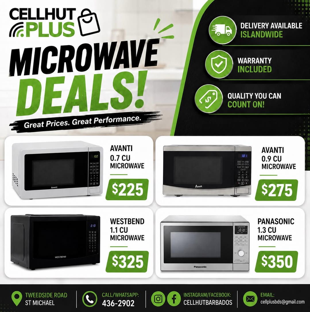 Microwave Deals at Cell Hut Barbados – From $225