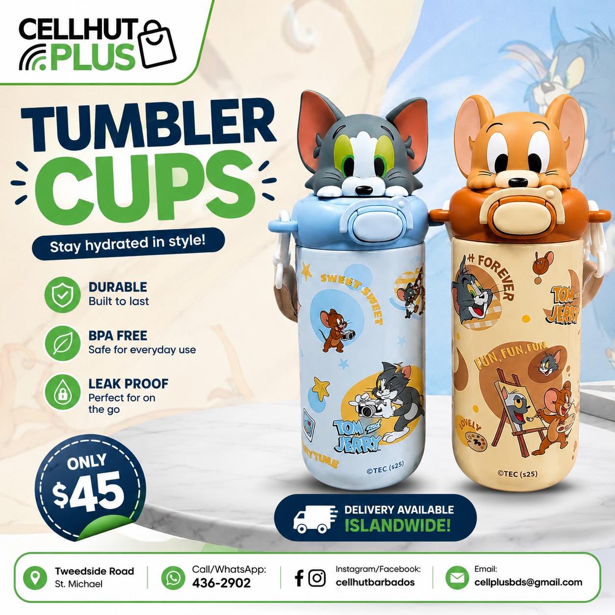 Tom & Jerry Tumbler Cups – Only $45 at Cell Hut Plus