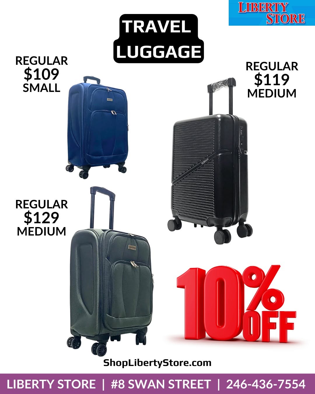 Liberty Store Multi-Product Sale: Flip Flops $30, Travel Luggage 10% Off, Everest Backpacks 20% Off