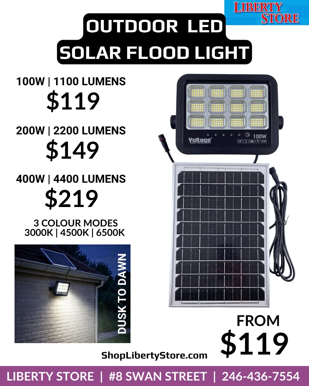 Liberty Store LED Lighting Range - Ceiling Lights, Solar Flood Lights & Sensor Flood Lights