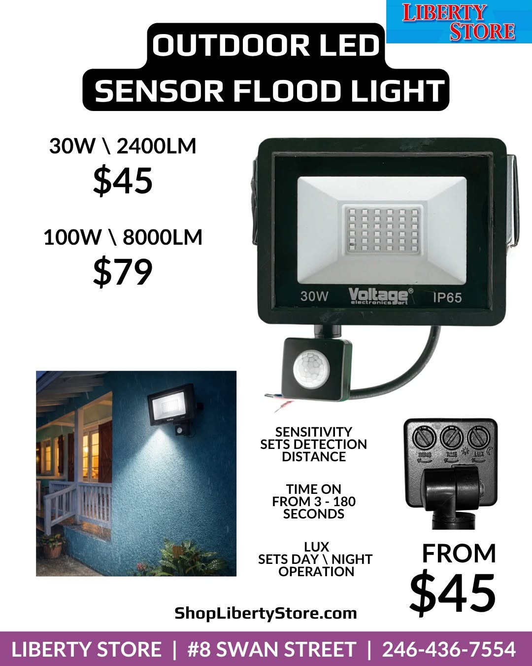 Liberty Store LED Lighting Range - Ceiling Lights, Solar Flood Lights & Sensor Flood Lights