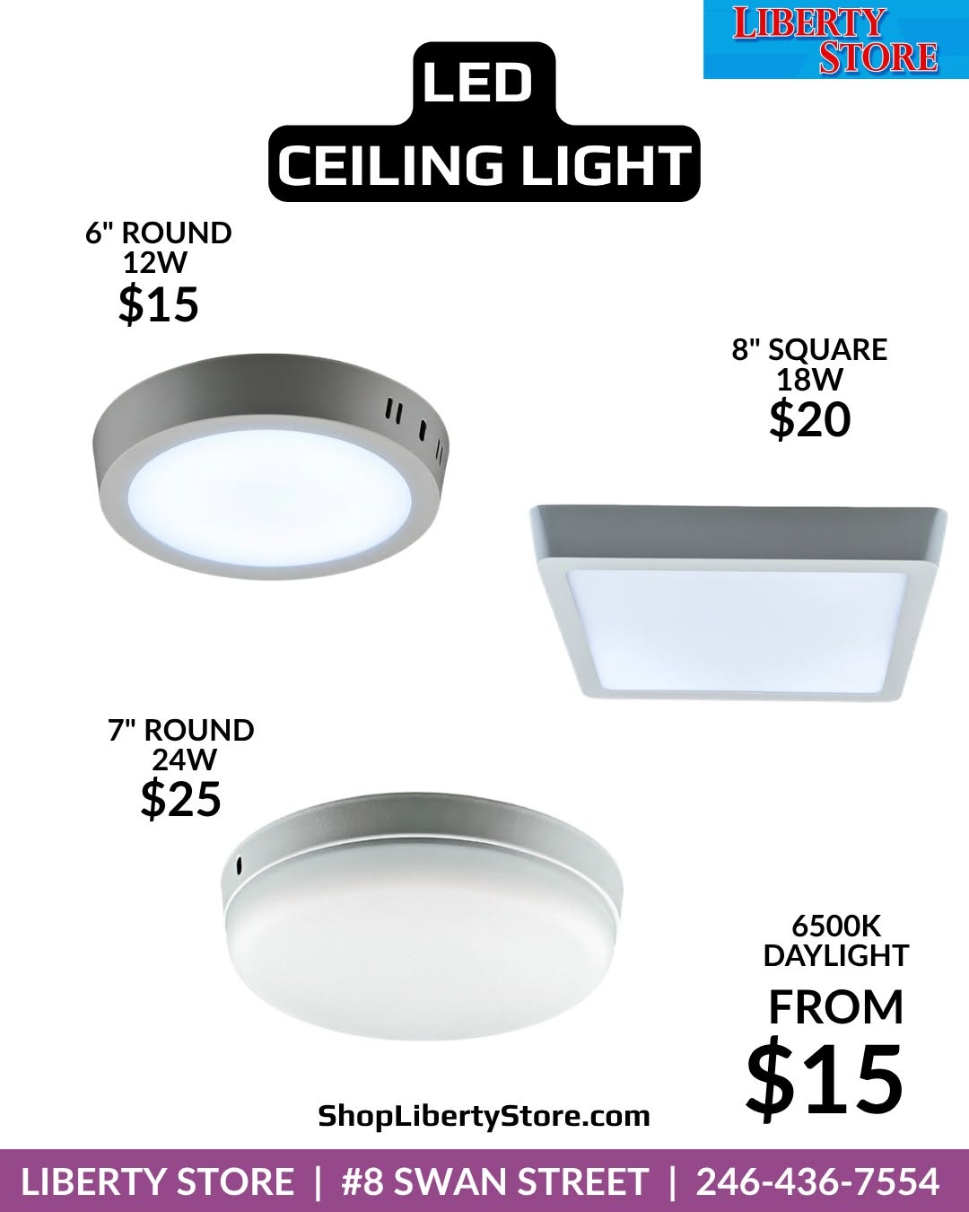 Liberty Store LED Lighting Range - Ceiling Lights, Solar Flood Lights & Sensor Flood Lights