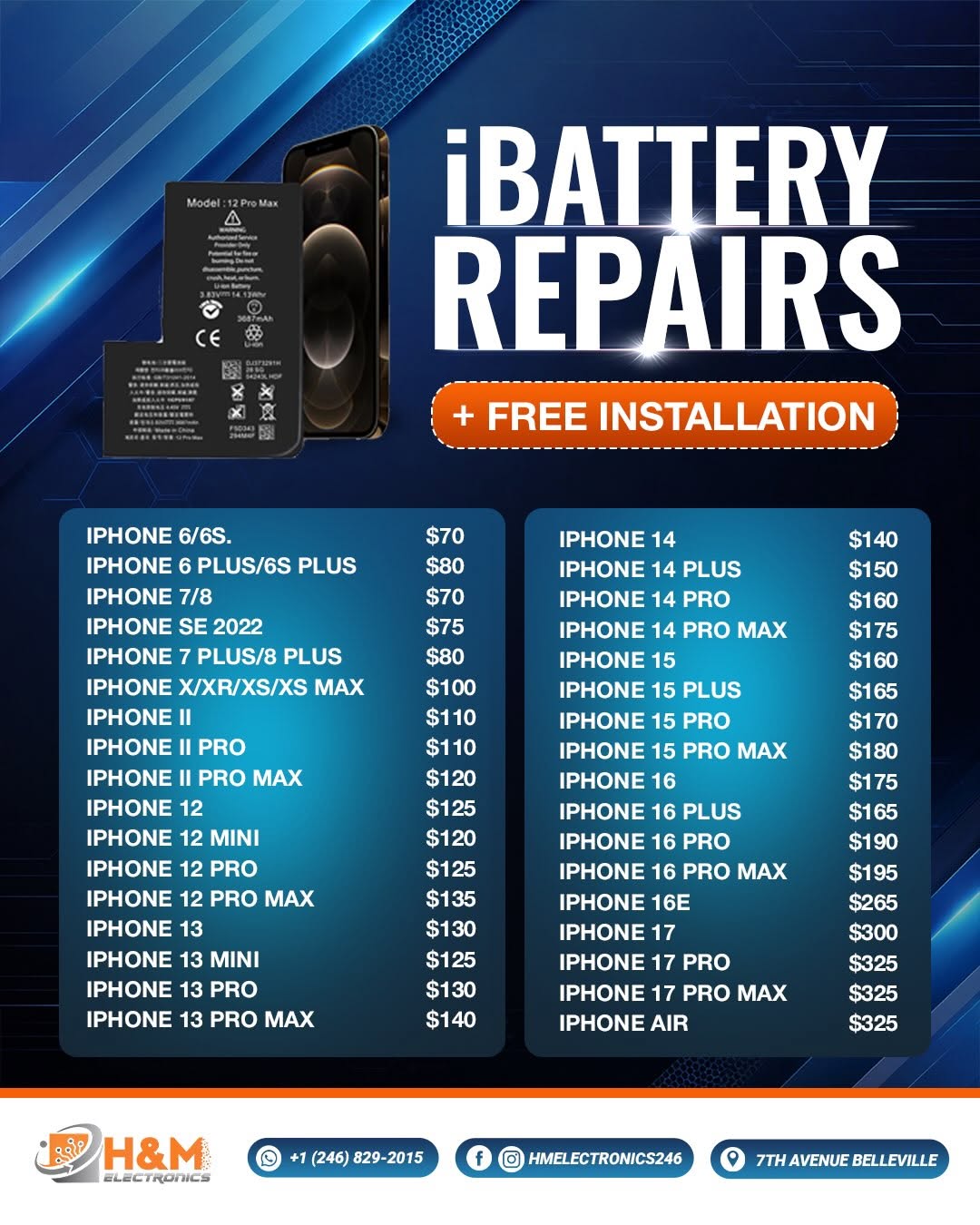 H&M Electronics – LCD, Charging Port & Battery Repairs with Free Installation