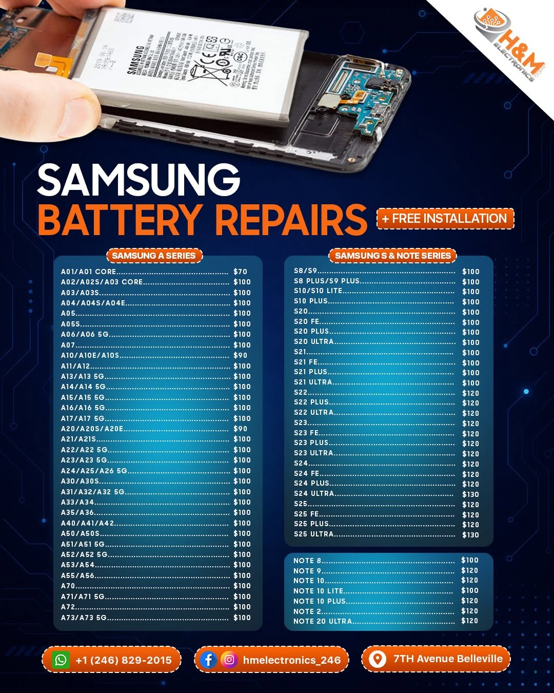 H&M Electronics – LCD, Charging Port & Battery Repairs with Free Installation