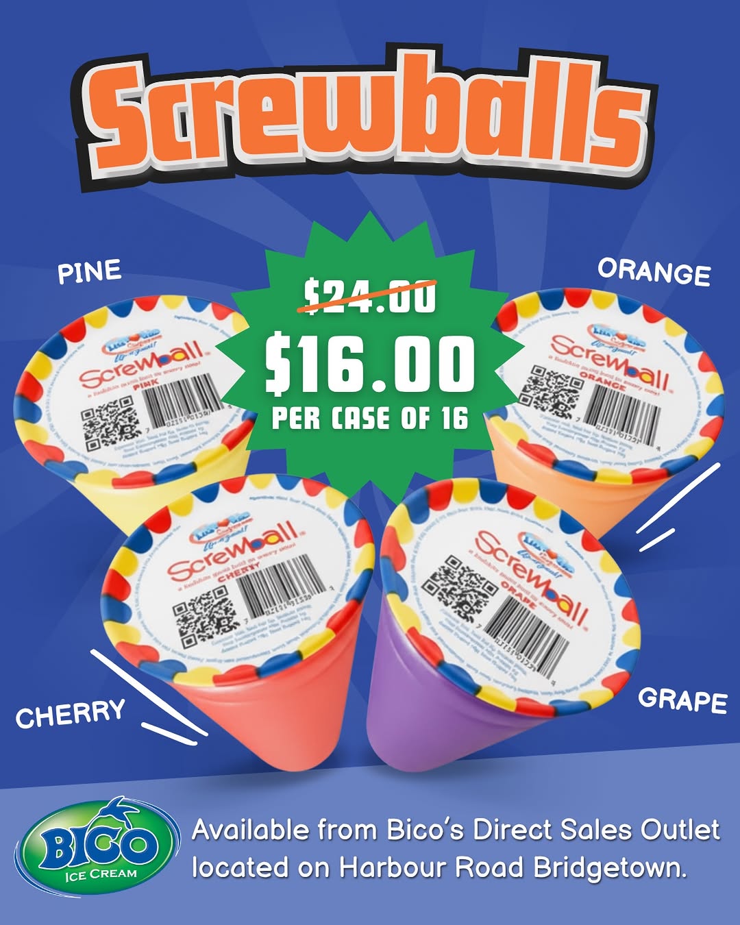 Bico Screwballs – $16.00 Per Case of 16 (Was $24.00)
