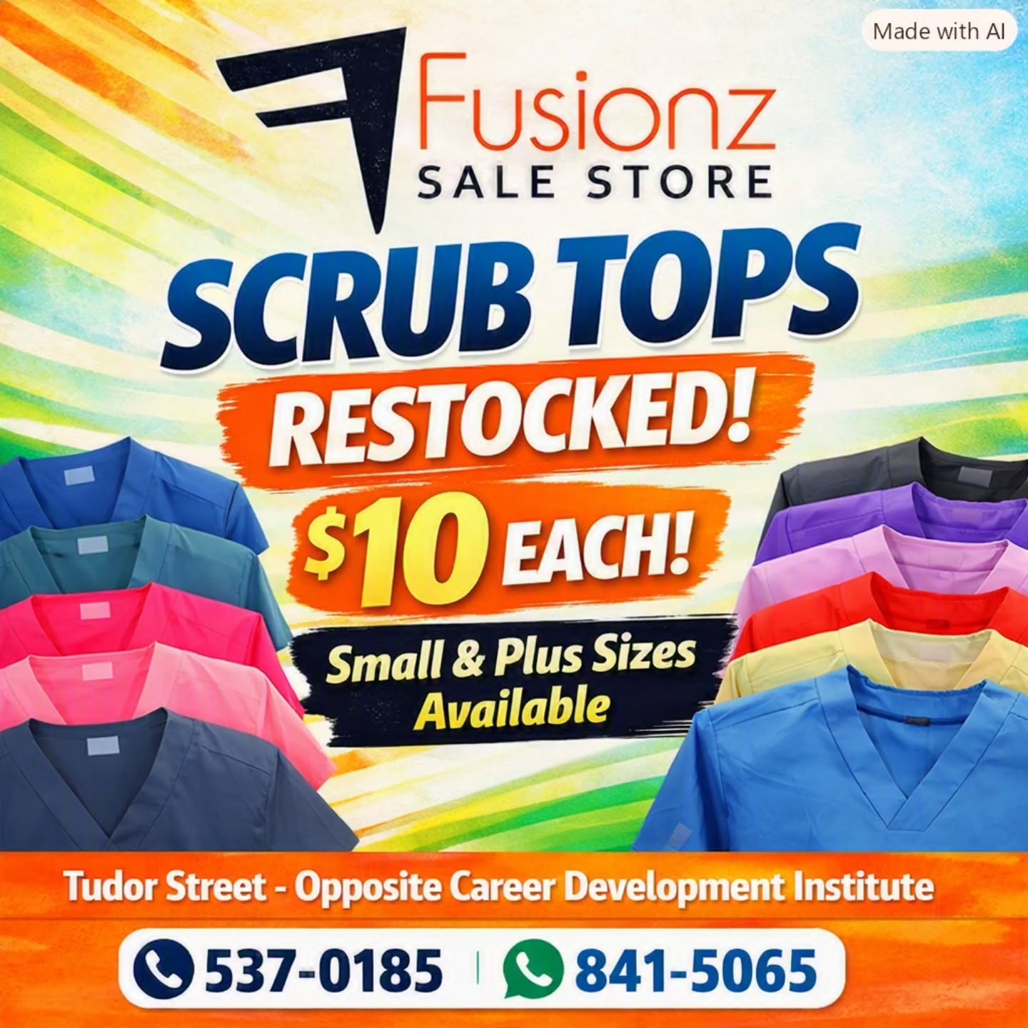 Scrub Tops & Bottoms Restocked — $10 Each at Fusionz Sale Store