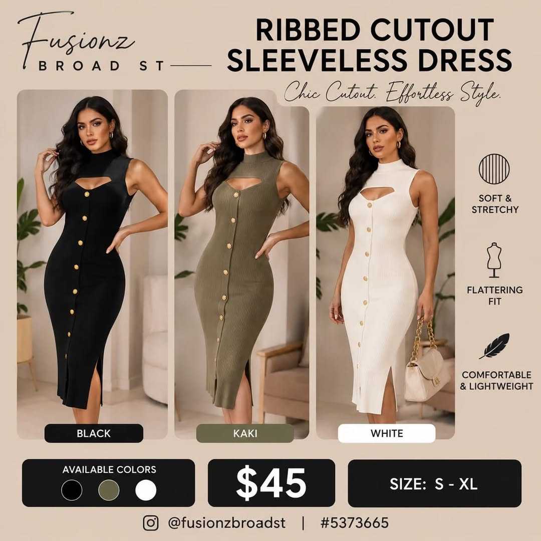 Fusionz Boutique New Drop: Ribbed Cutout Dress $45, Statement Tees $50 & $45