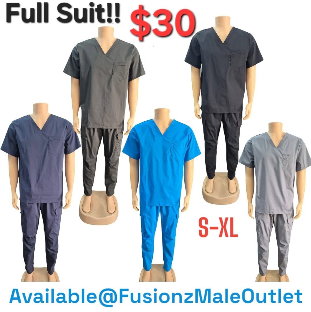 Fusionz Male Outlet – Scrub Tops $20, Full Scrub Suits $30 & Dri-Fit Shorts $10