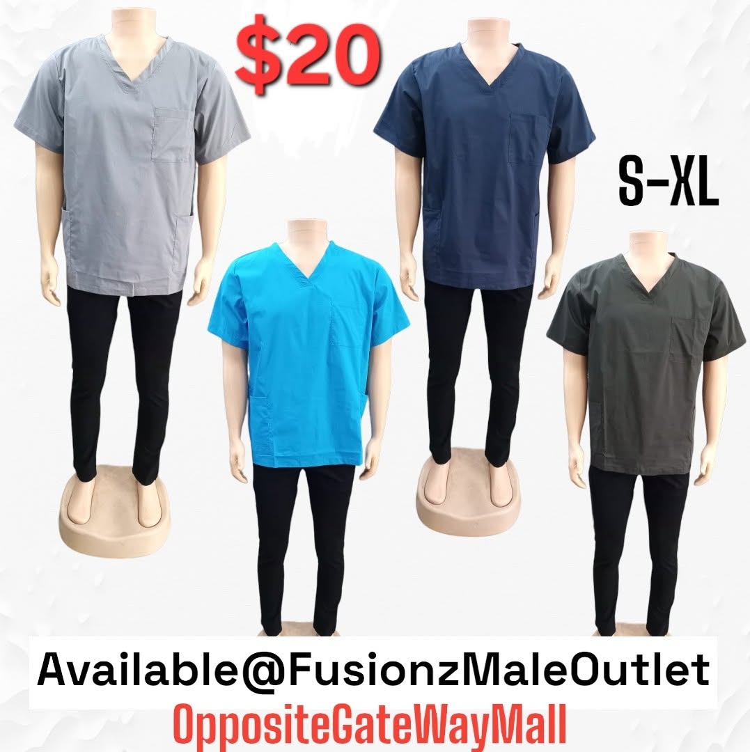 Fusionz Male Outlet – Scrub Tops $20, Full Scrub Suits $30 & Dri-Fit Shorts $10