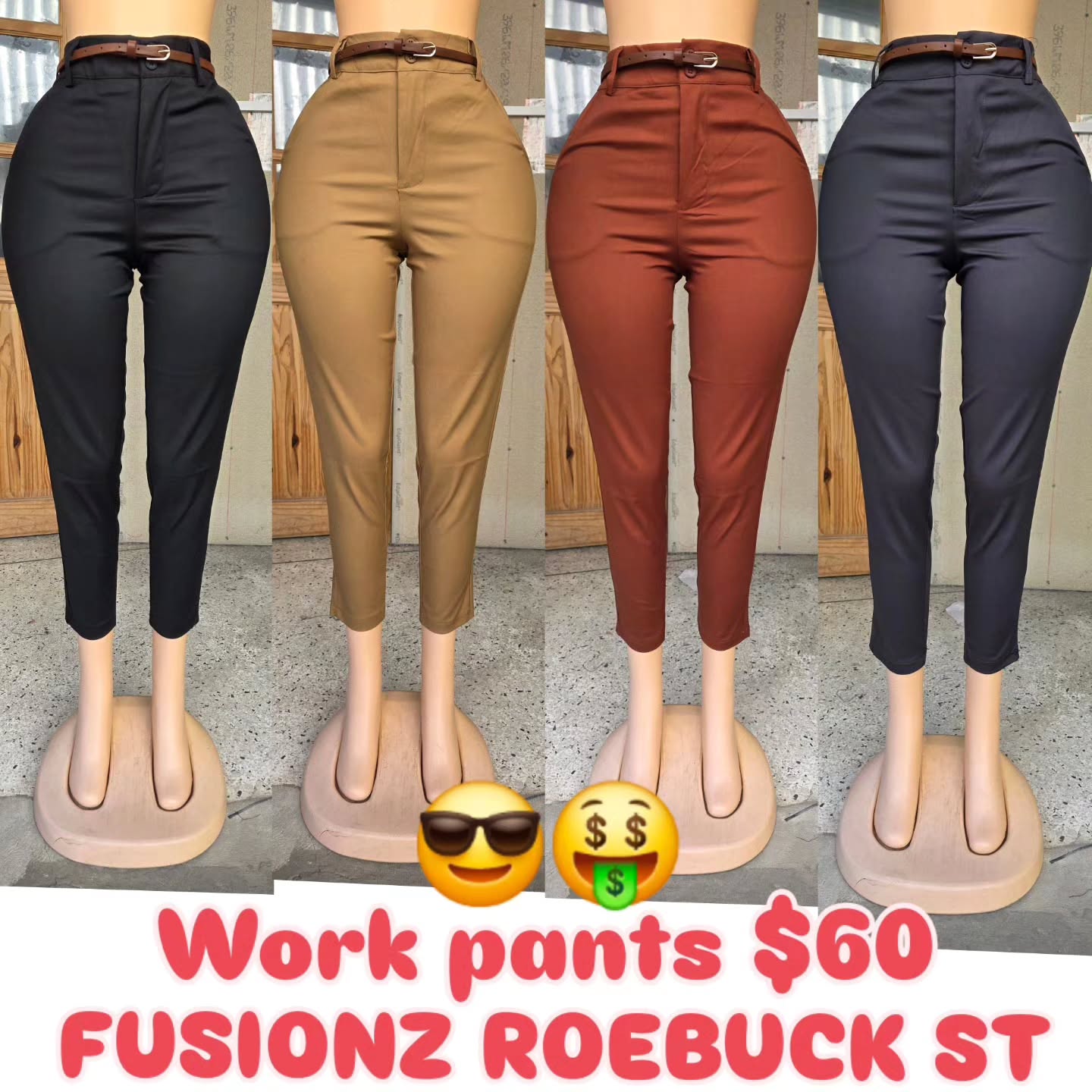 Work Pants $65 – Multiple Colours, Sizes Small–XL at Fusionz Roebuck St