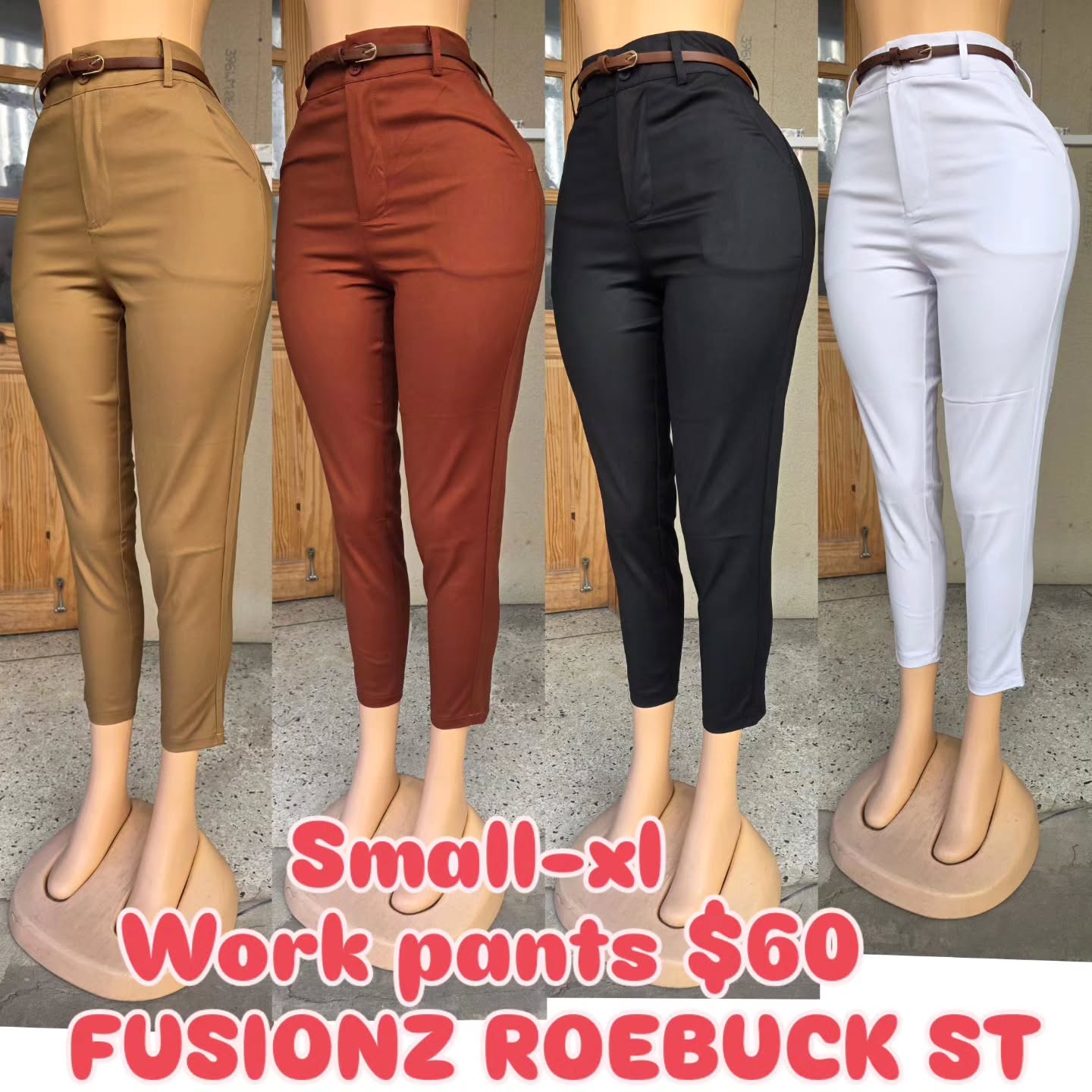 Work Pants $65 – Multiple Colours, Sizes Small–XL at Fusionz Roebuck St