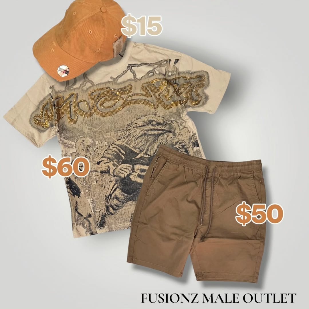 Fusionz Male Outlet – Men's Clothing with Prices: Hats $15, Shirts $60, Shorts $50