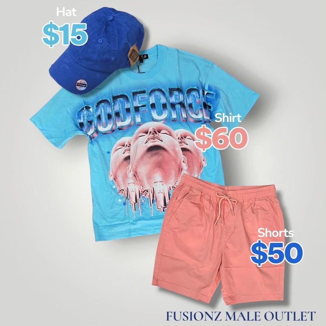 Fusionz Male Outlet – Men's Clothing with Prices: Hats $15, Shirts $60, Shorts $50