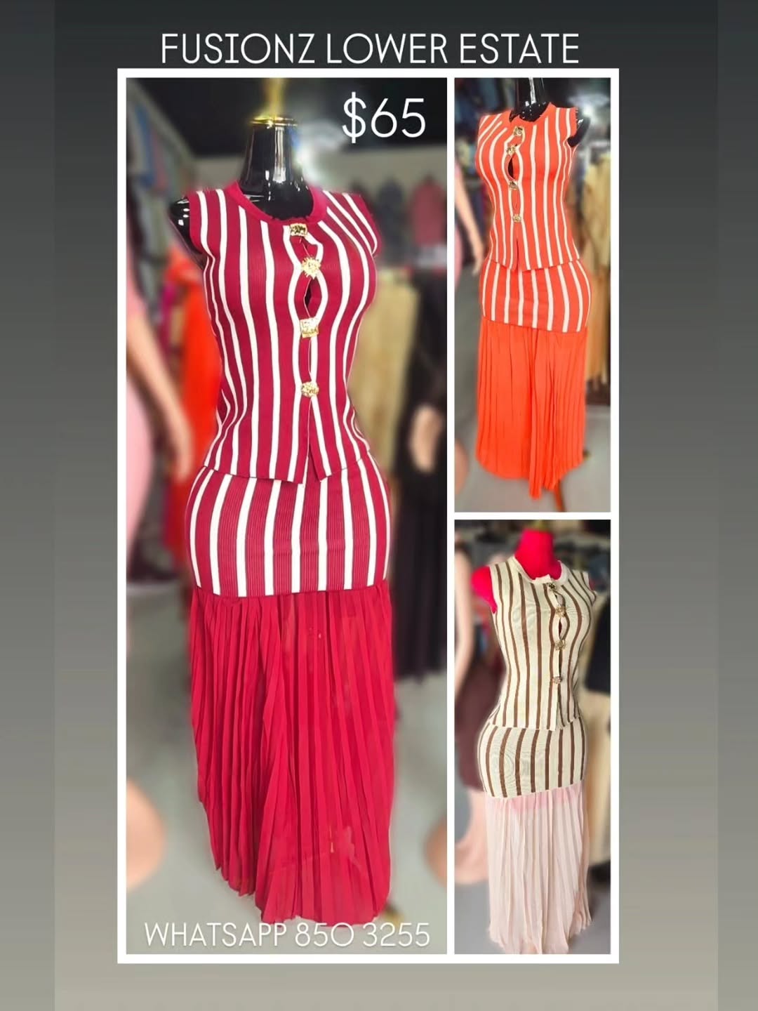 Striped Two-Piece Outfit Set for $65 at Fusionz Lower Estate