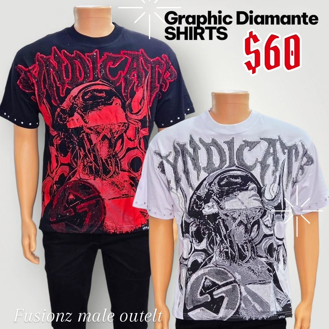 Graphic Diamante Shirts for Men – $60