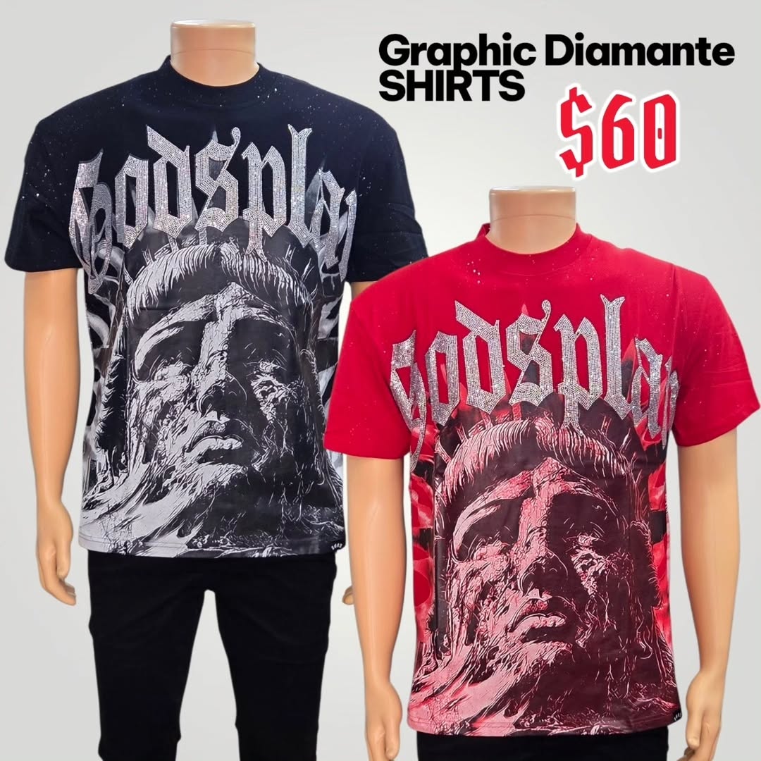 Graphic Diamante Shirts for Men – $60