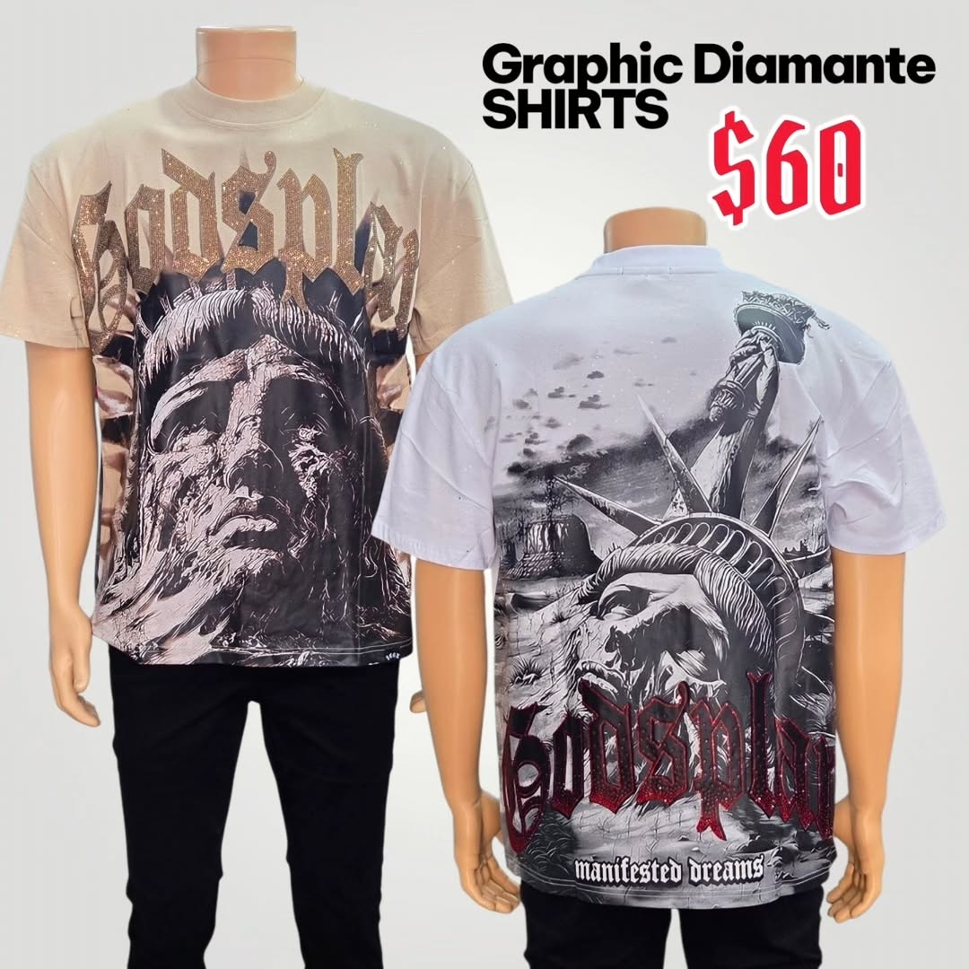 Graphic Diamante Shirts for Men – $60