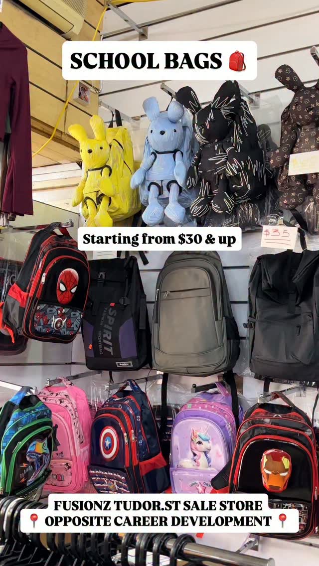 Back to School Bags Starting from $30 at Fusionz Tudor St Sale Store