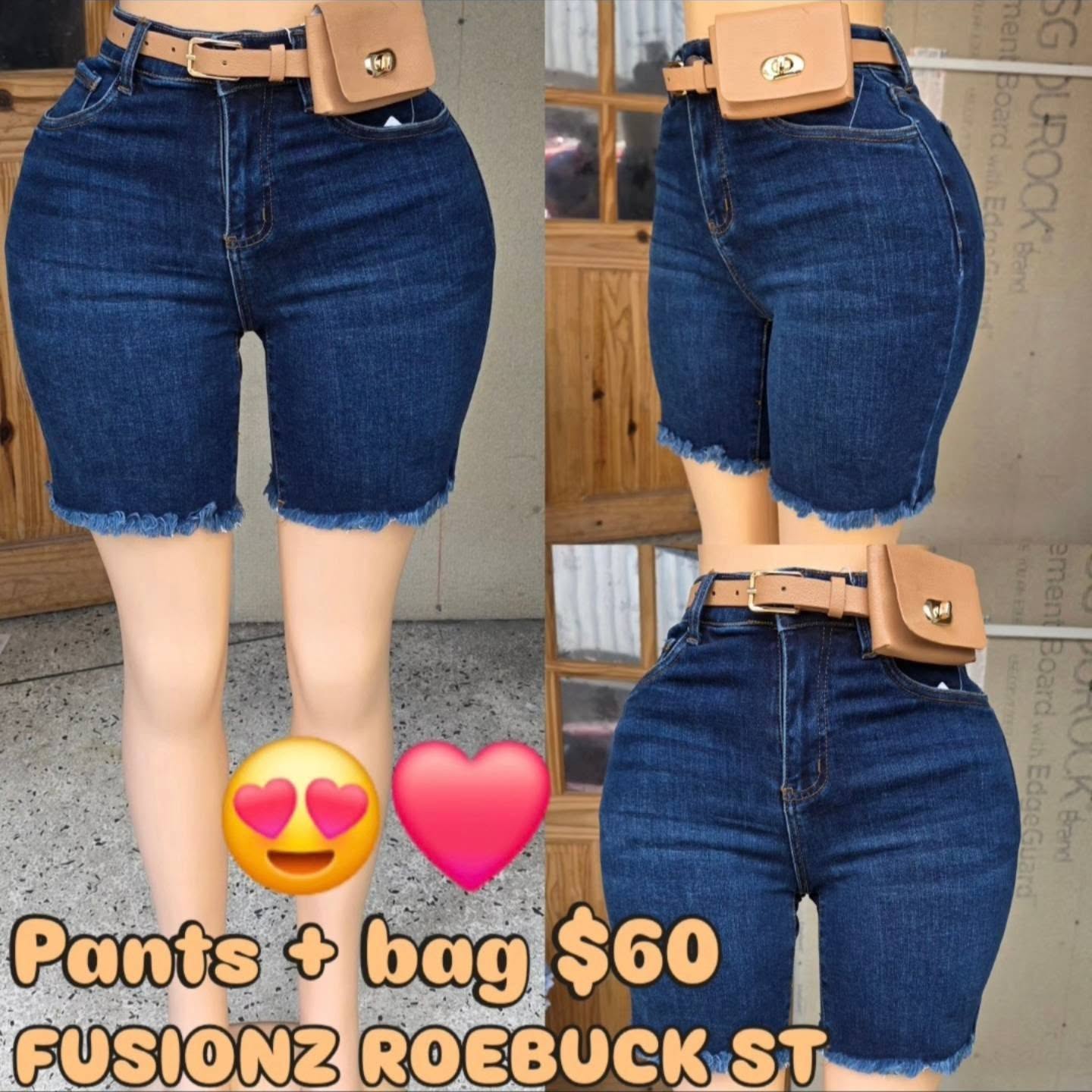 Denim Shorts Bundle Deal – Pants + Bag from $50 at Fusionz Roebuck St