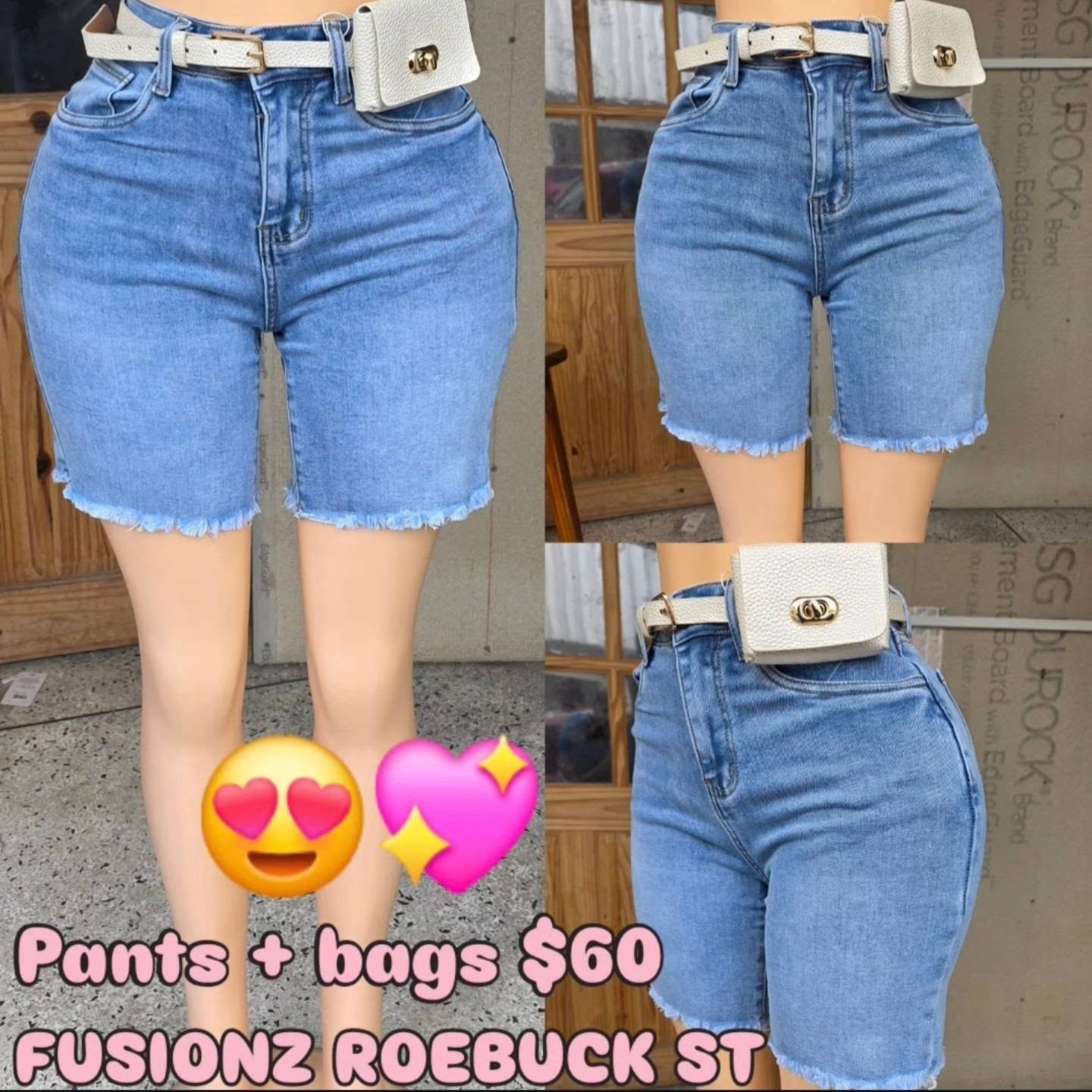 Denim Shorts Bundle Deal – Pants + Bag from $50 at Fusionz Roebuck St