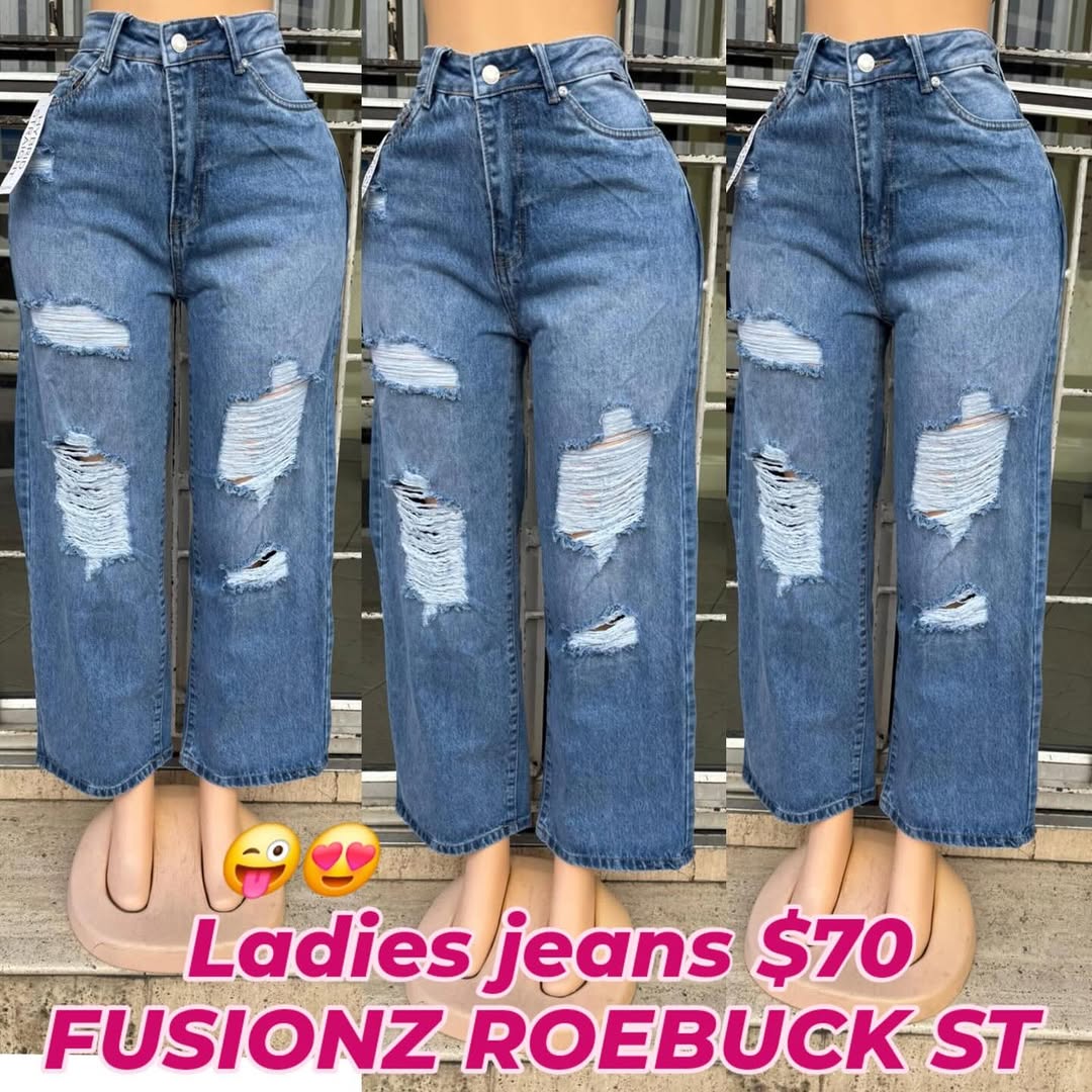 Ladies Distressed Jeans – $70 at Fusionz Roebuck St