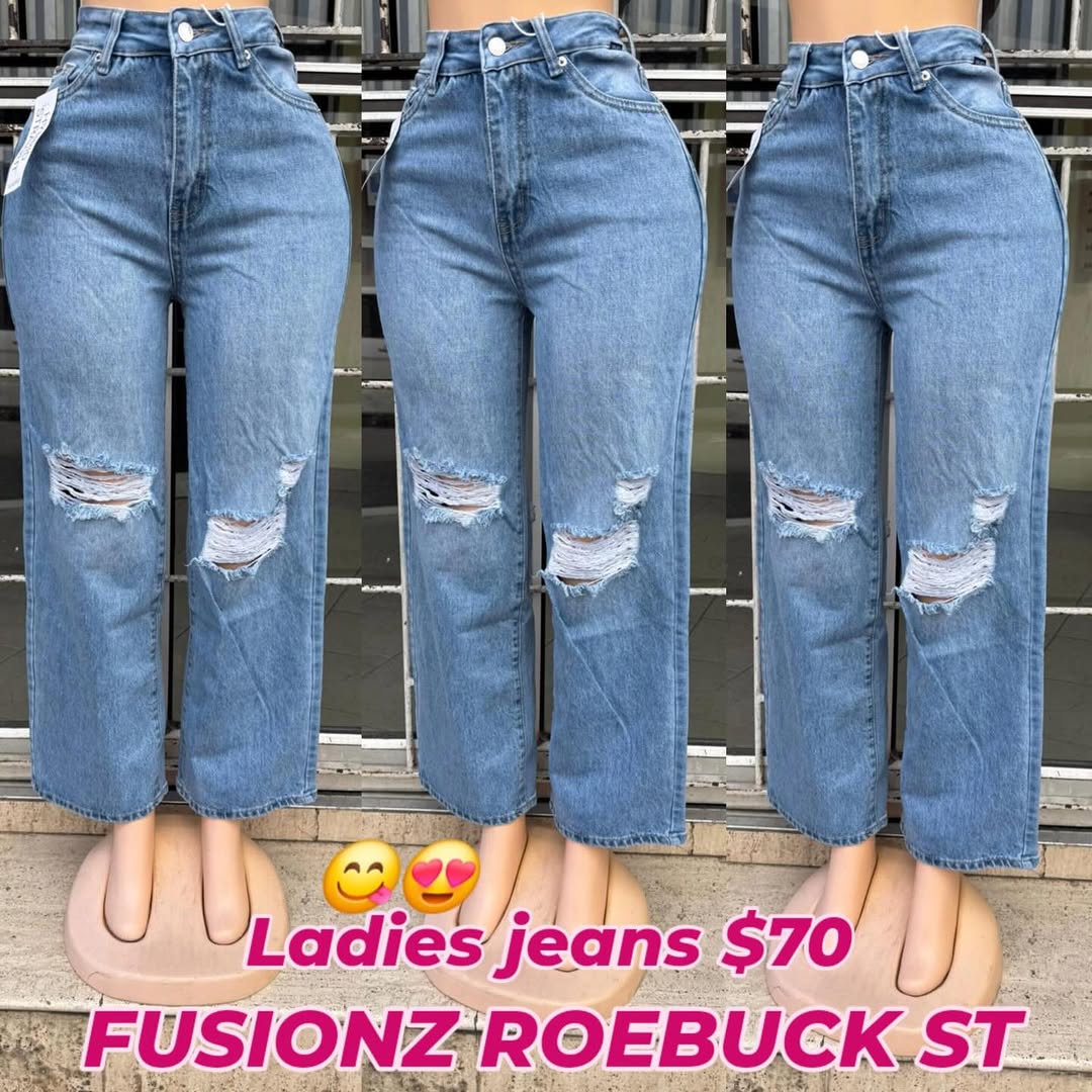 Ladies Distressed Jeans – $70 at Fusionz Roebuck St