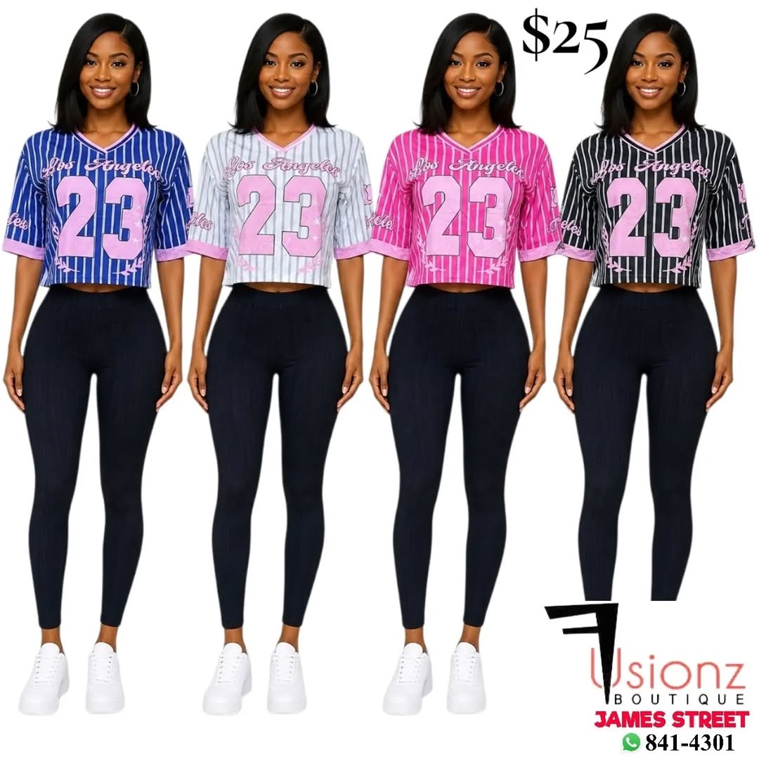 New Arrivals: Los Angeles #23 Crop Jersey Tops – $25 at Fusionz Boutique